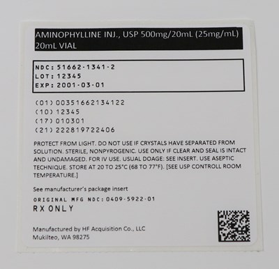 Pouch Labeling (51662134122 Aminophylline Pouch Label)